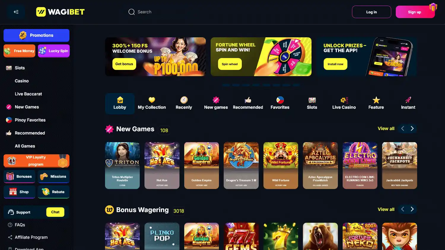 Wagibet Casino Screenshot